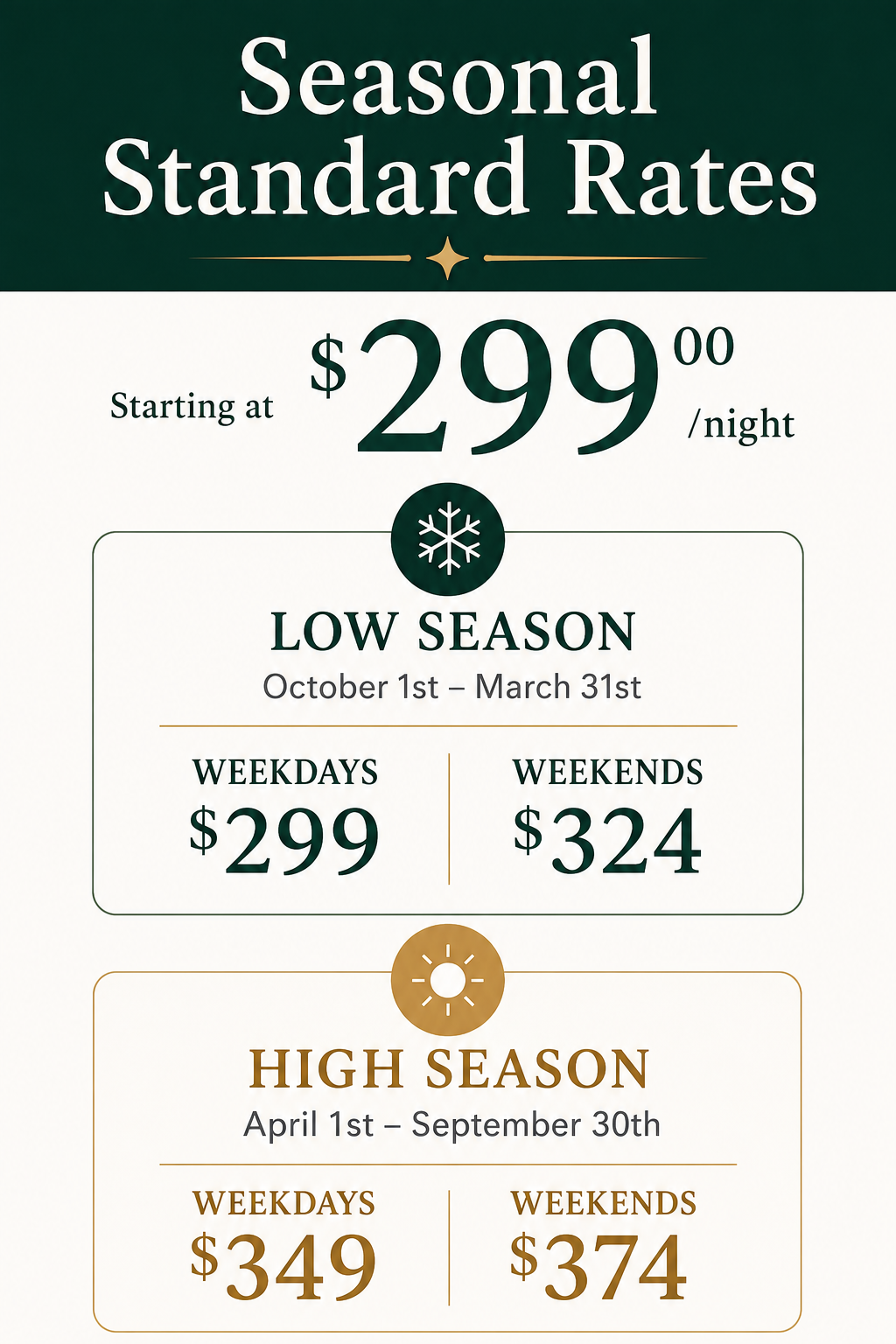 Beaver Hills Retreat Rates